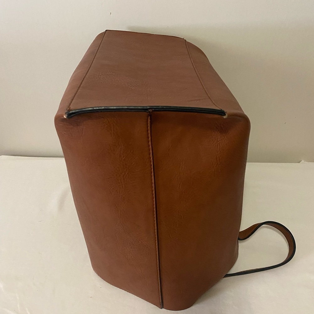 Faux Leather Brownish Colored Large Tote Handbag - Picture 10 of 11